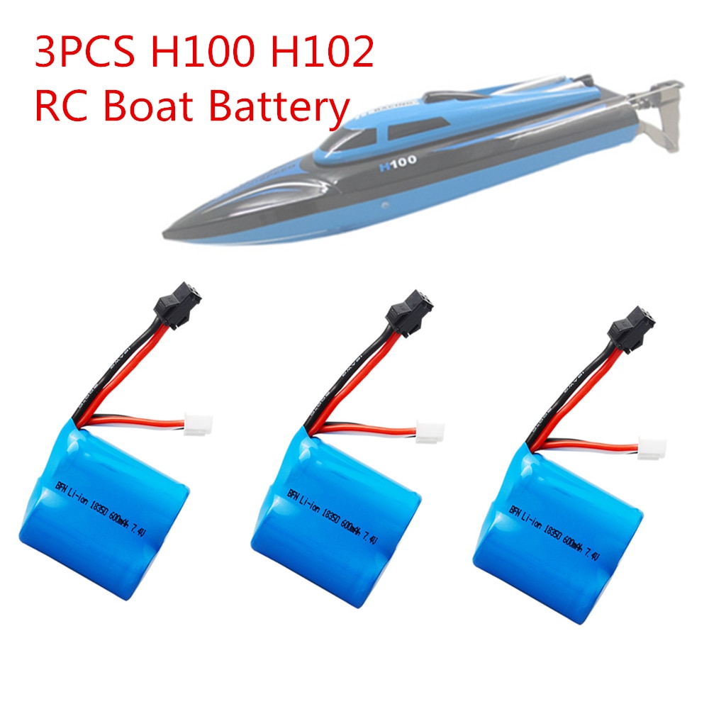 Batterie Li-ion 3 pièces 7.4v 600mAh 18350 pour batterie Li-ion H100 H102 haute vitesse pour bateau RC