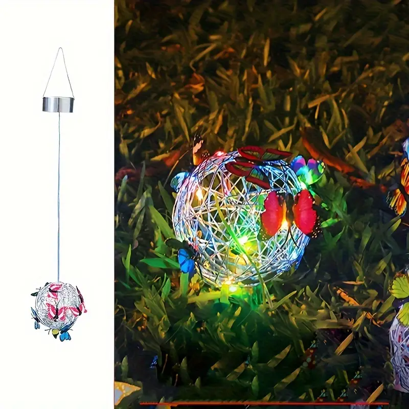 1-delig kleurrijk vlinder zonne-bollicht buitenterras tuin decoratieve hangende boomverlichting sfeerverlichting: Moon Blue