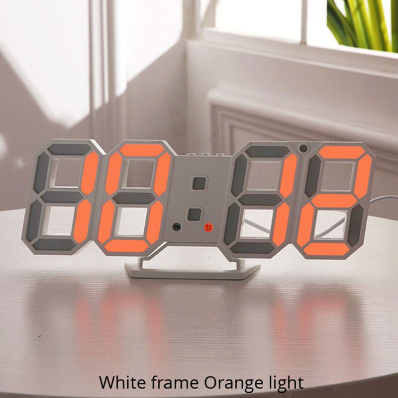 3d led vægur moderne digital ur ur vækkeur nat lys ur dekorere til hjemmet stuen: Orange a
