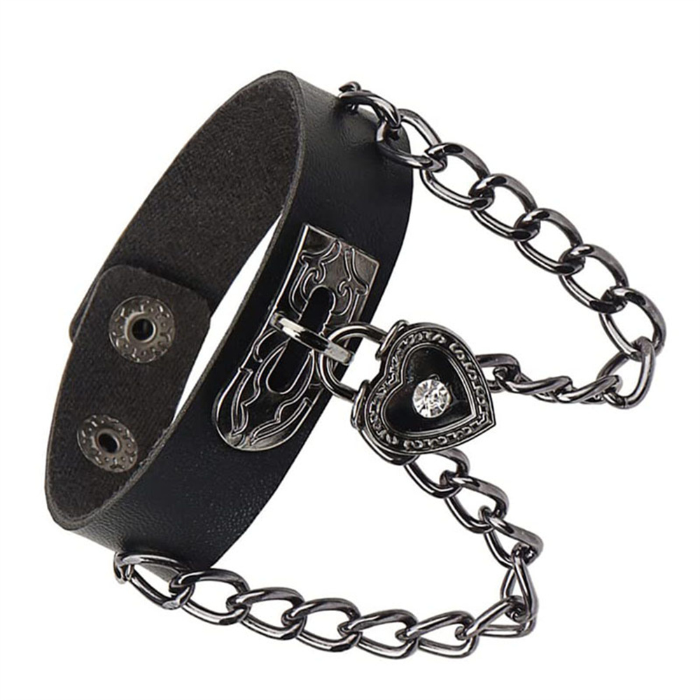 Punk Rock Studded Bracelet Set Spiked Leather Cuff Bracelet for Men Women 80s Wristband Emo Bracelet Adjustable: Gold-color