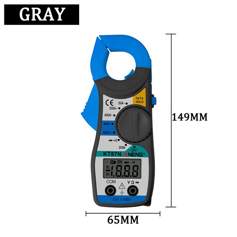 Non-Contact Digitale Multimeter Ac/Dc Stroomtang Meter Elektrische Tester True Rms Multimeter Klem Amperimetrica Volt Tester: grey