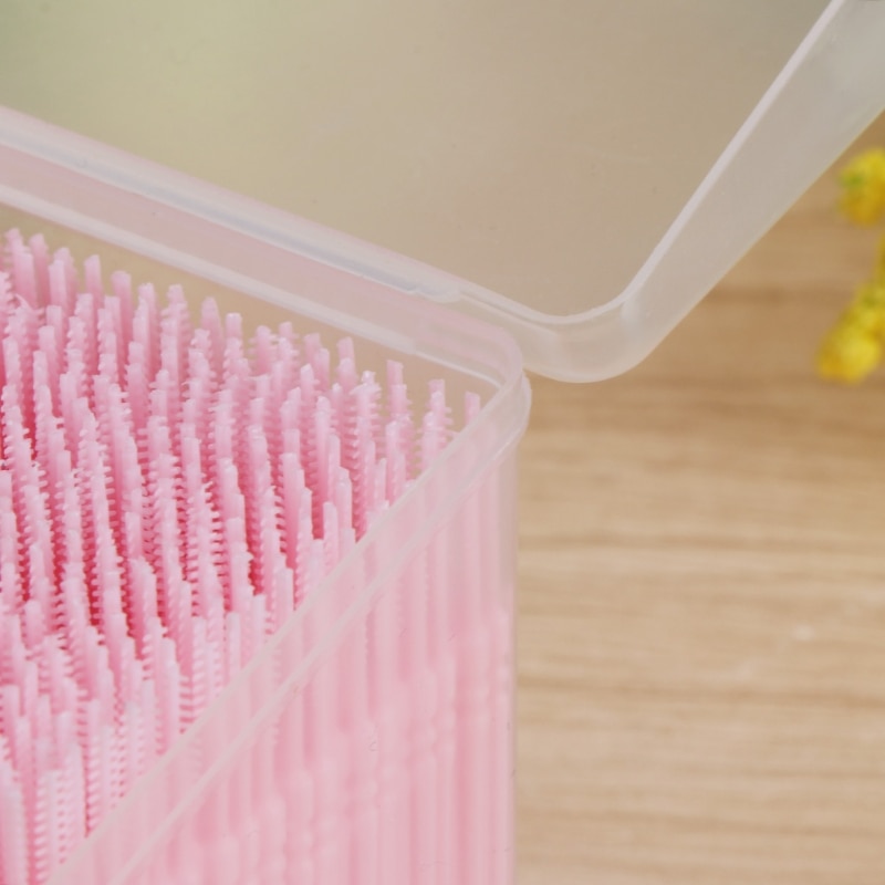 1100 pièces/boîte 6.5cm Double tête dents nettoyage brosse bâton fil dentaire cure-dents doux dentaire fil dentaire alimentaire PP