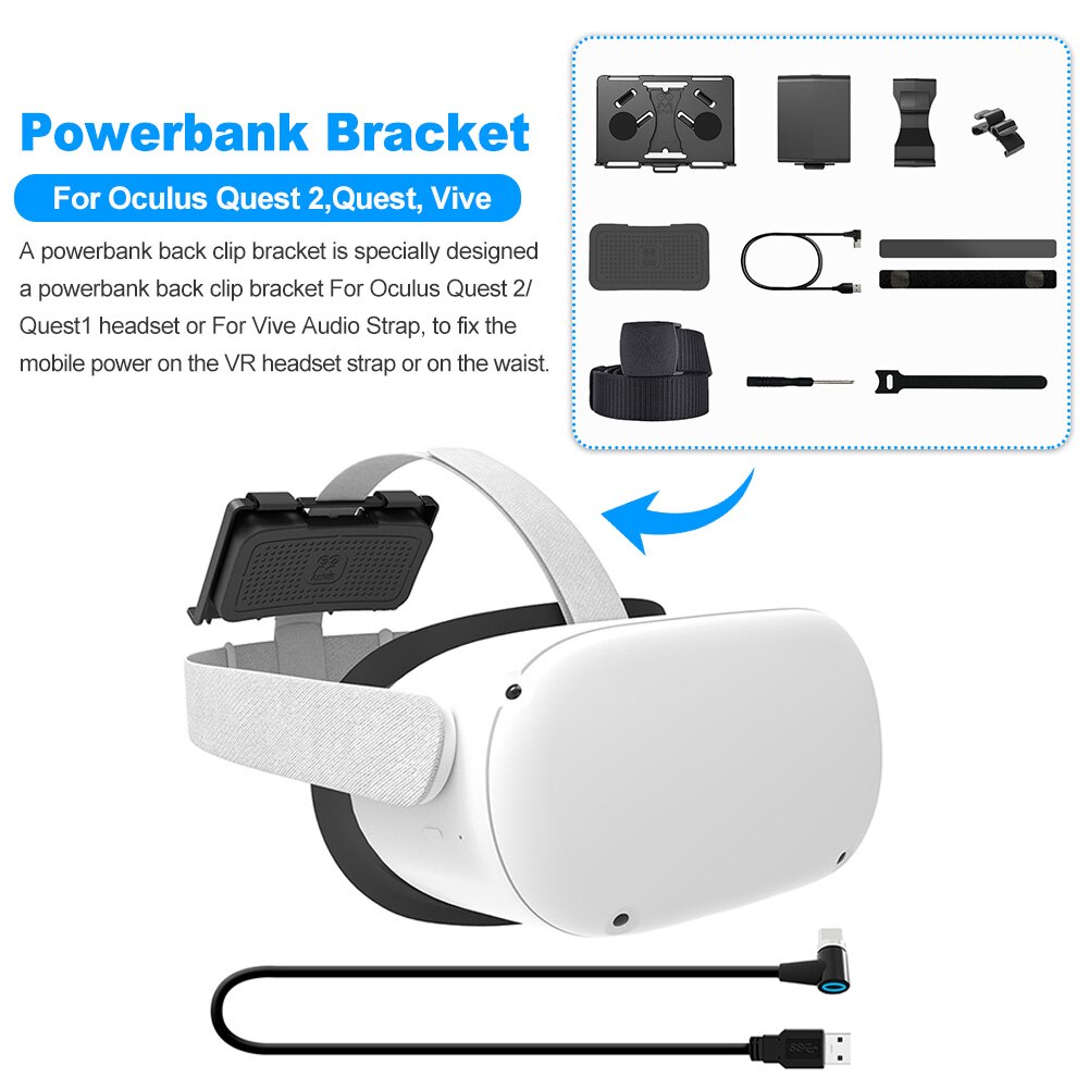 Accesorios VR con pegatina mágica para auriculares, correa duradera, soporte Powerbank, soporte de fijación portátil, multifunción para Oculus Quest 2