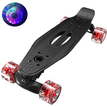 Jusenda Penny Board 21in Mini Cruiser planche à poisson enfants Scooter Longboard rebond Flash roue pour filles planche à roulettes complète: Black