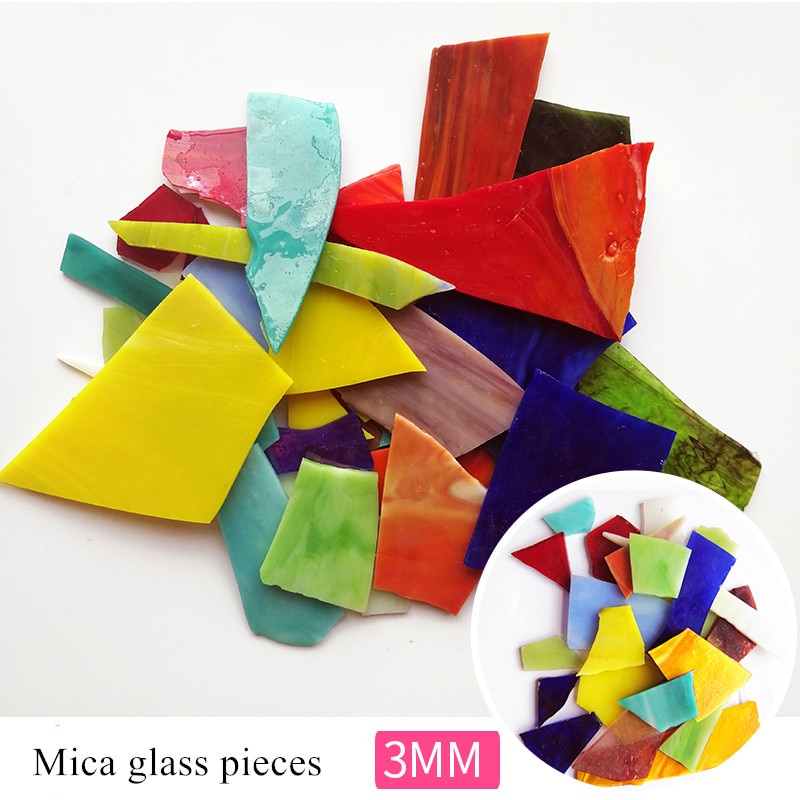 Azulejos de mosaico de vidrio de Mica Irregular para iglesia, piezas de vidrio roto transparente para manualidades, materiales de mosaico decorativos de pared DIY de 500g