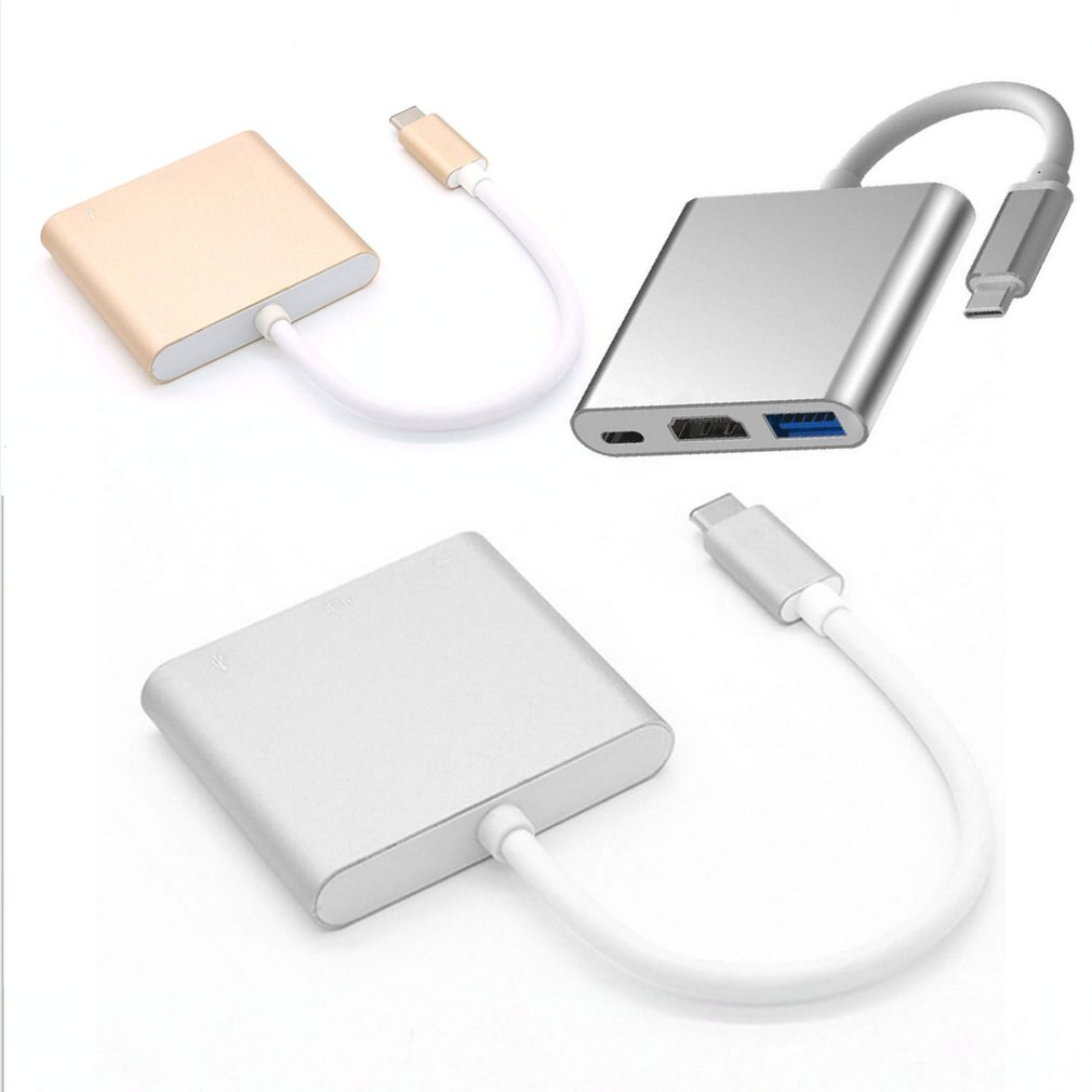 3 In 1 Tragbare Usbc zu Hdmi 3,1 Konverter Adapter Typ c zu hdmi HDMI/USB 3.0/Typ C adapter Typ-C Aluminium Für Macbook