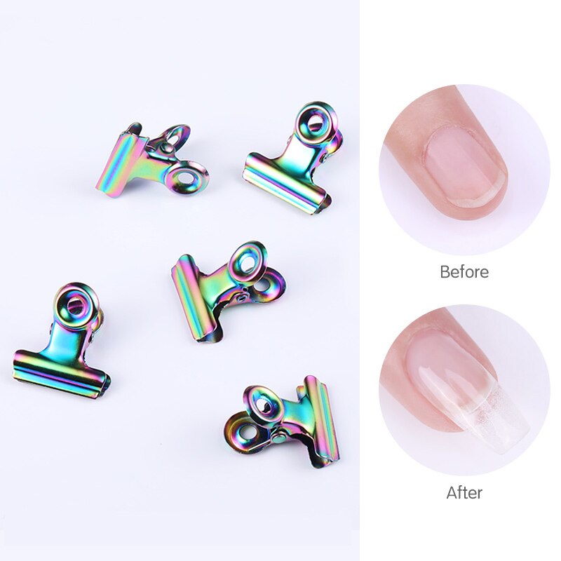 Pinceles curvos C para uñas, Clips de acero inoxidable extendidos para dedos, herramientas para uñas, accesorios Nail Art, 1 ud.
