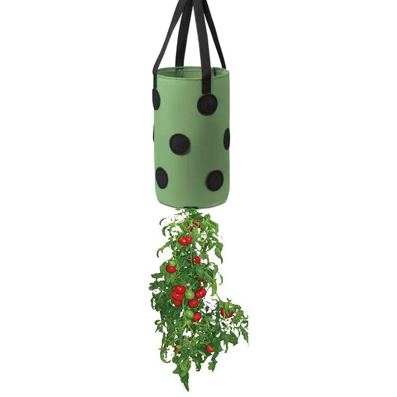 Bolsa de cultivo de tomate colgante de fieltro multifunción con 13 agujeros, macetero de fresa, verduras, flores, bolsas de cultivo de plantas, maceta de jardín