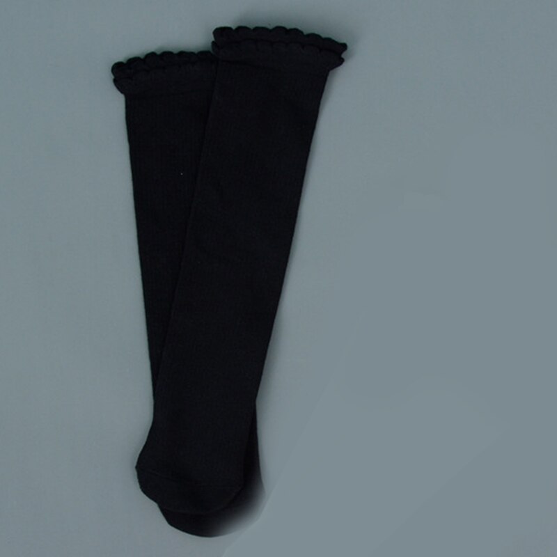 Kinderen meisjes lange sokken peuter baby jongens kniekousen zwart/wit kroon laarzen sokken katoen warme kinder beenwarmers: Zwart