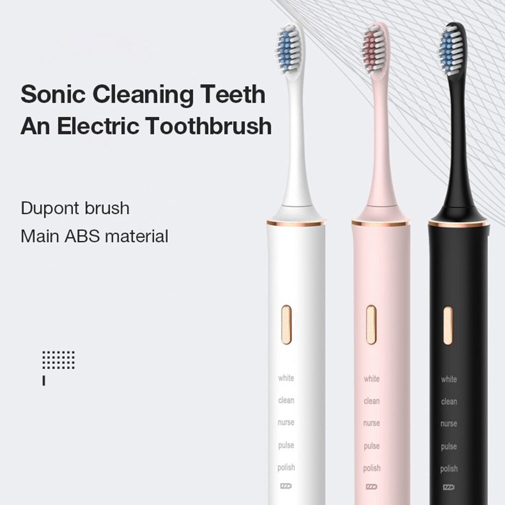Brosse à dents électrique avec minuterie pour adulte, 5 modes, chargeur USB, brosse à dents Rechargeable avec 4 têtes de rechange