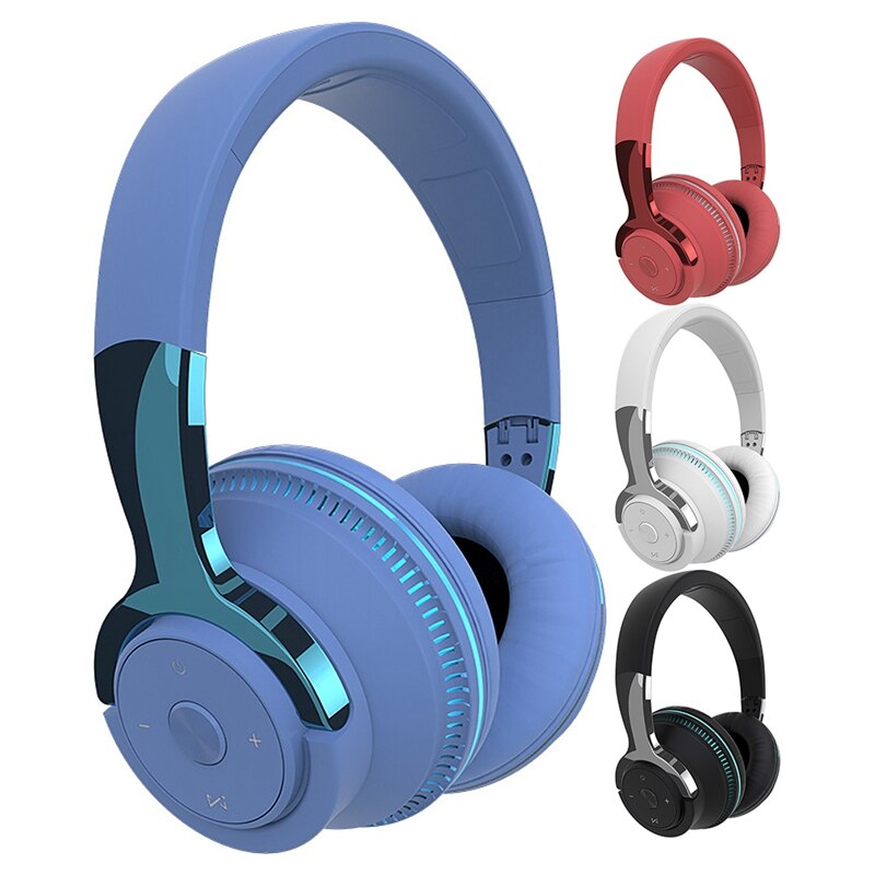 H2 Wireless Bluetooth Headset Colorful Lighting Game Foldable Headset Support Bluetooth/AUX Wired/Card Playback