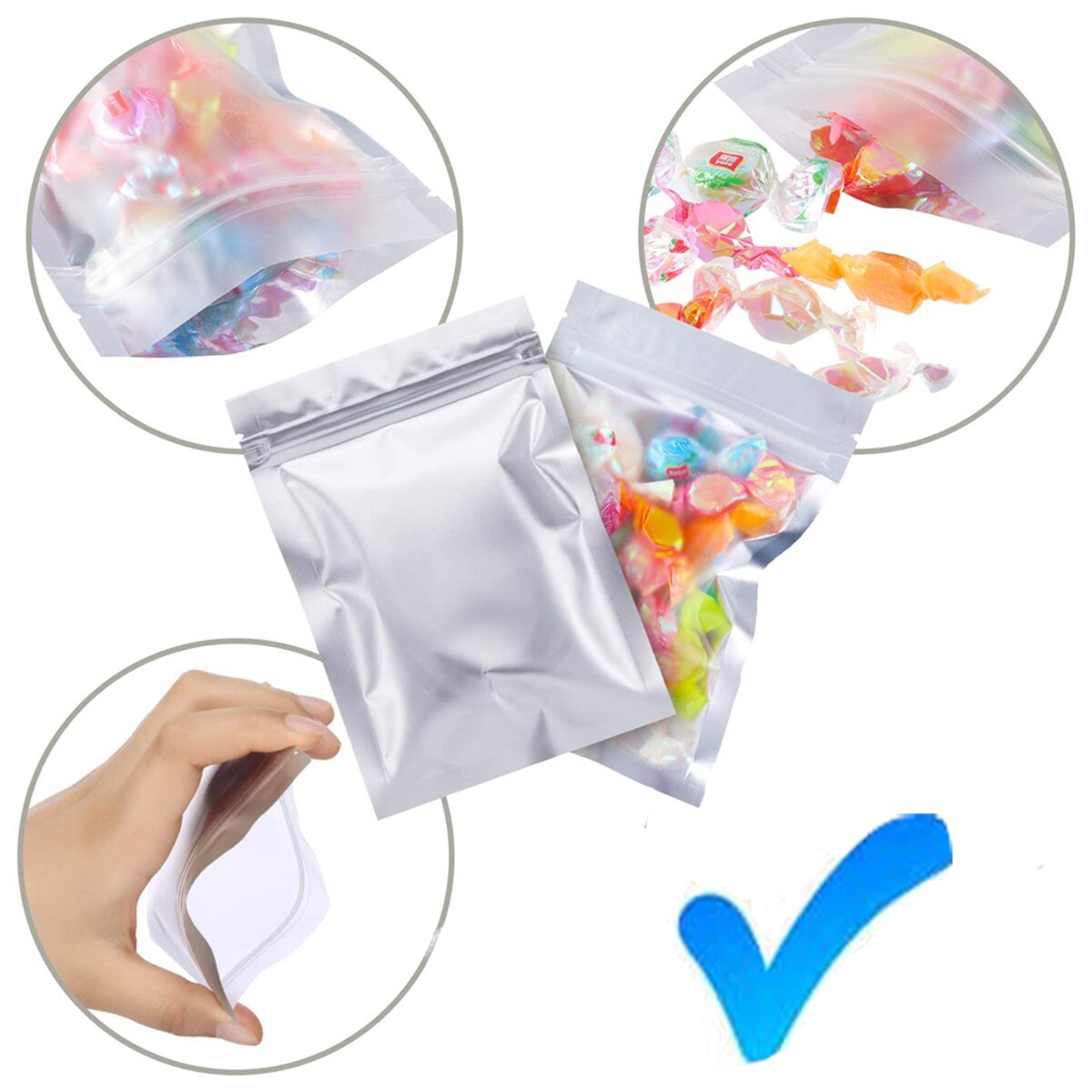 100 stuks herbruikbare ziplock-zakjes voor voedselopslag, huishoudfolie, voedselafdichtmiddel, ziplock-zakjes, afsluitclips, hittesluiting