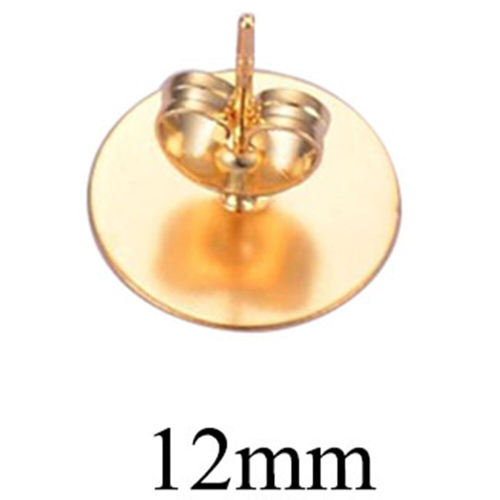 Poteaux de boucle d'oreille en acier inoxydable, 3/4/5/6/8/10/12mm, pour le bricolage et la fabrication de bijoux, 50 pièces/lot: 12mm