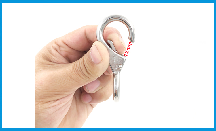 Marine Grade Stainless Steel 316 Rigid Loaded Fixed Eye Spring Clip Snap Hook Carabiner Marine Hardware Accessories for Boats