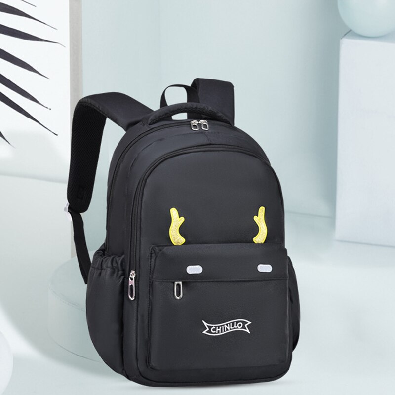 Oyixinger 2022 Student Schooltas Basisschool Mooie Satchel Voor Meisjes En Jongens Grote Capaciteit Effen Kleur Brede Band Zakken: Black
