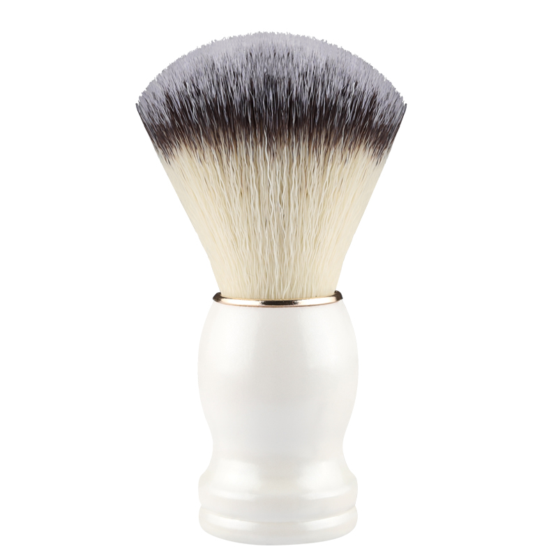 cepillo para barba brochas maquillaje RANCAI-brocha de maquillaje con mango de madera para hombre, juego de herramientas de limpieza Facial, para Barba, barbero, afeitado, jabón espumoso, 1 pieza: White Shaving Brush