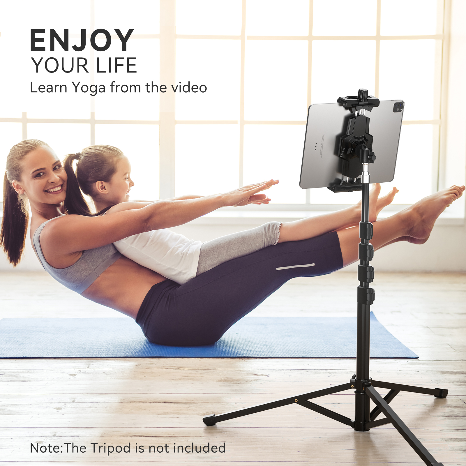 iPad- en telefoonstatiefadapter met kogelkop iPad-houder voor statief 360-draaibare tabletklembevestiging past op iPad Pro 12.9