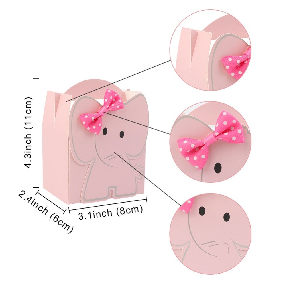 Vores varme tegneserie elefant slik æske blå pink børn fødselsdag papir sød slik æske kawaii baby shower indretning dreng pige favoriserer