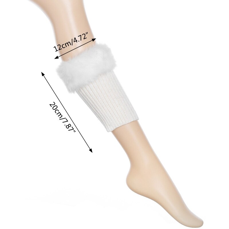 Guêtres en fourrure tricotée au Crochet pour femmes, chauffe-jambes, poignets, chaussettes, guêtres, hiver