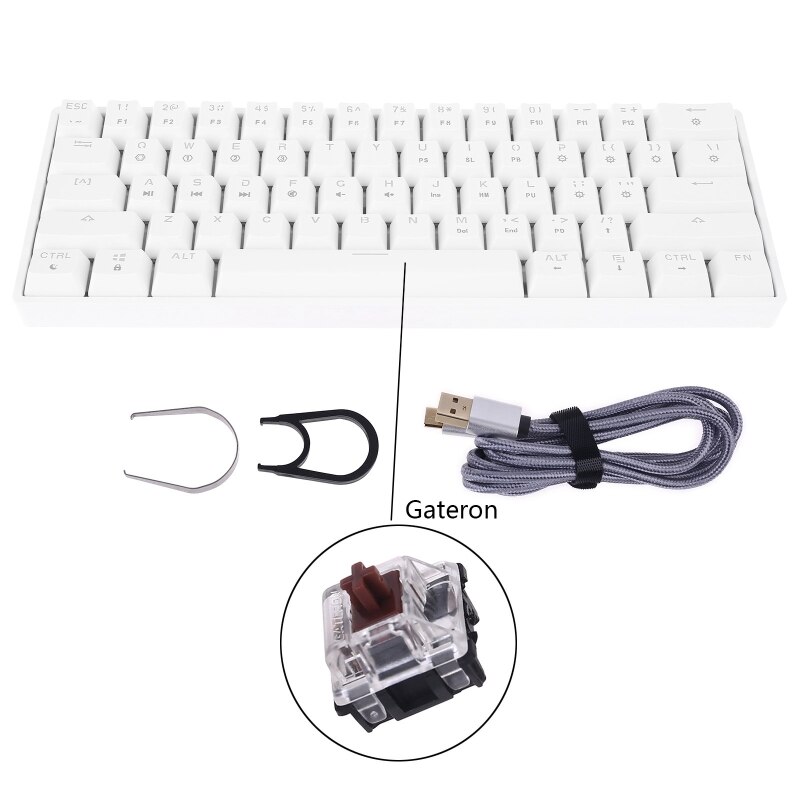 SK61 Portable 60% Mechanical Keyboard Gateron Optical Switches RGB Backlit Swappable Wired Gaming Keyboard for PC Mac: 1