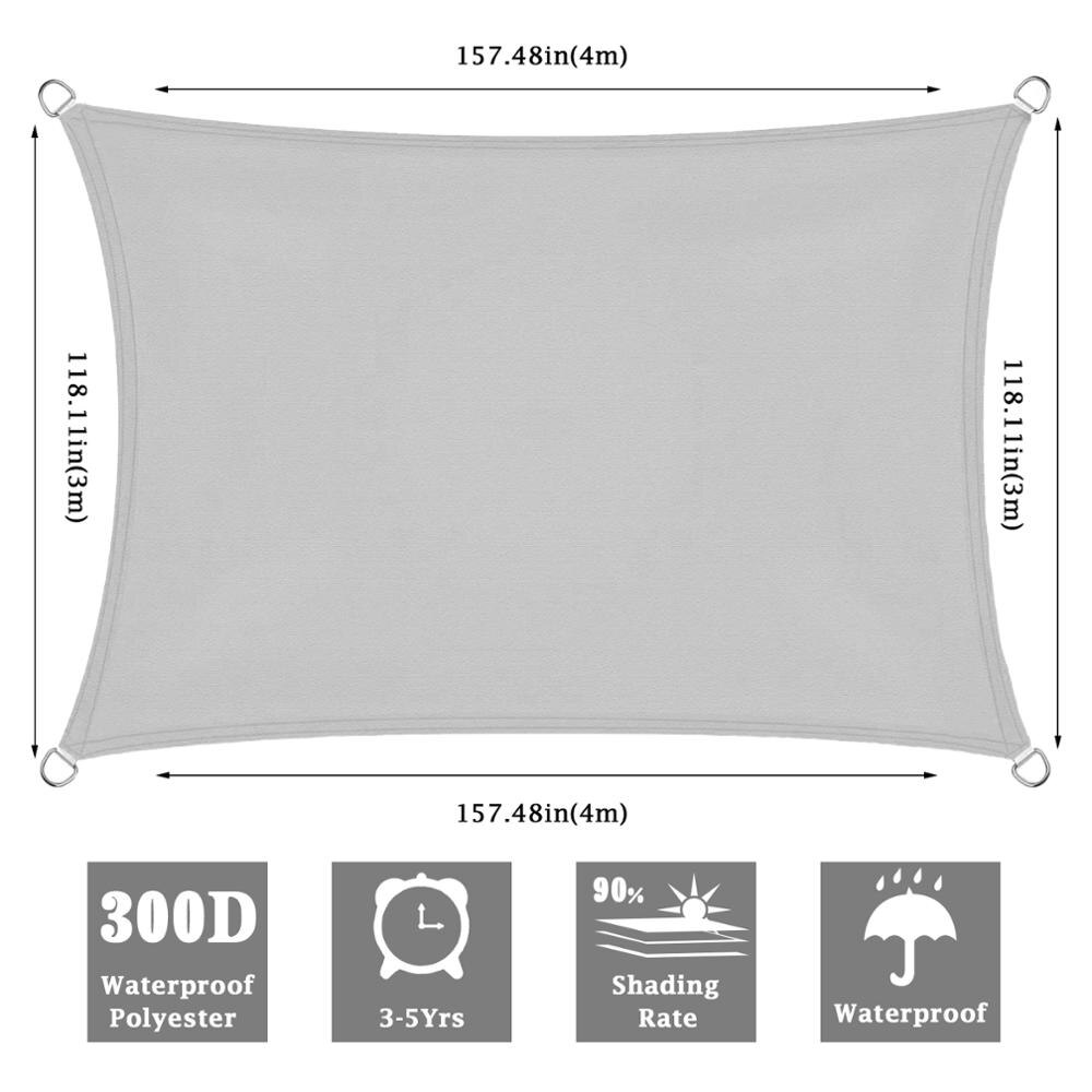Sun Shelter Sunshade Protection Outdoor Canopy Garden Patio Pool Shade Sail Awning Camping UV Block Waterproof Sun Shade Sail: Gray Rectangle 3x4m