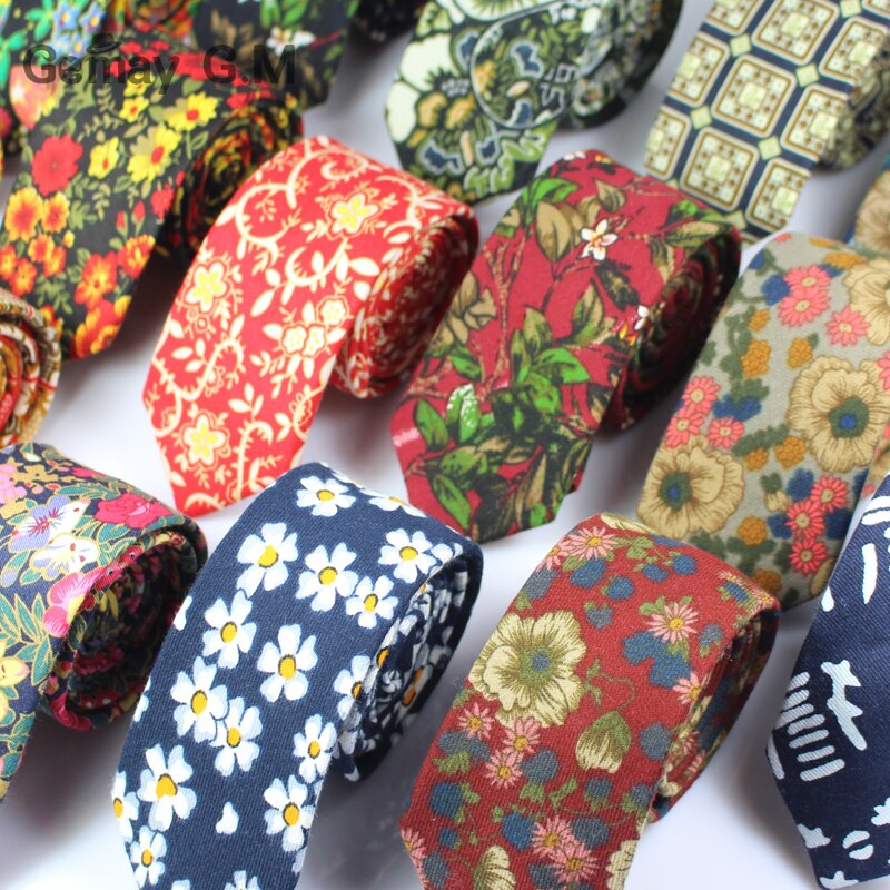 Märke bröllop bomull blommiga slipsar för män kostym smala herr slipsar gravatas slim corbatas vestidos hals slips cravat brudgums slips