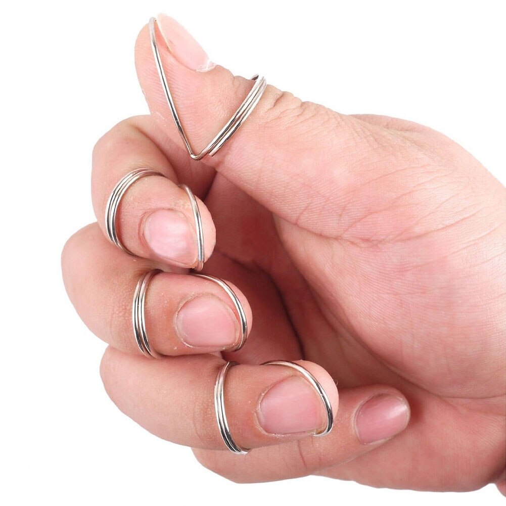 Púas de guitarra de 4 Uds., anillo de Metal de protección, púas de dedo pulgar para guitarra bajo