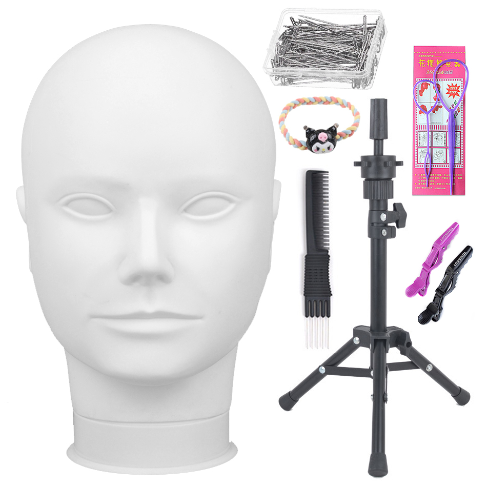 Mannequin Head With T-pin Wig Cap Tripod For Women Making Wig Hat Glasses Mask Display Cosmetology Manikin Head Makeup Practice: Orange