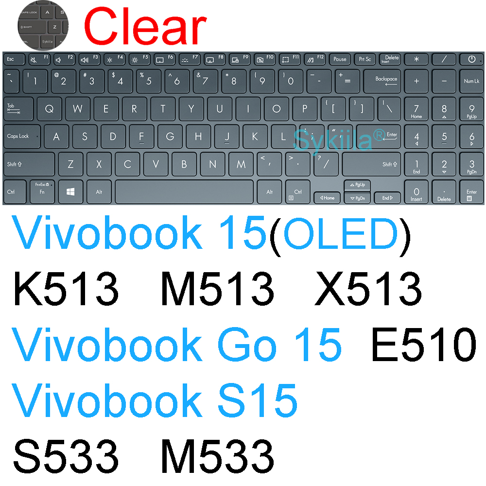 Housse de clavier pour ASUS Vivobook 15 Pro 15X OLED GO S S15 N6506 S5507 S5506 M5506 X1505 M1505 K3504, coque de protection en Silicone: WHITE