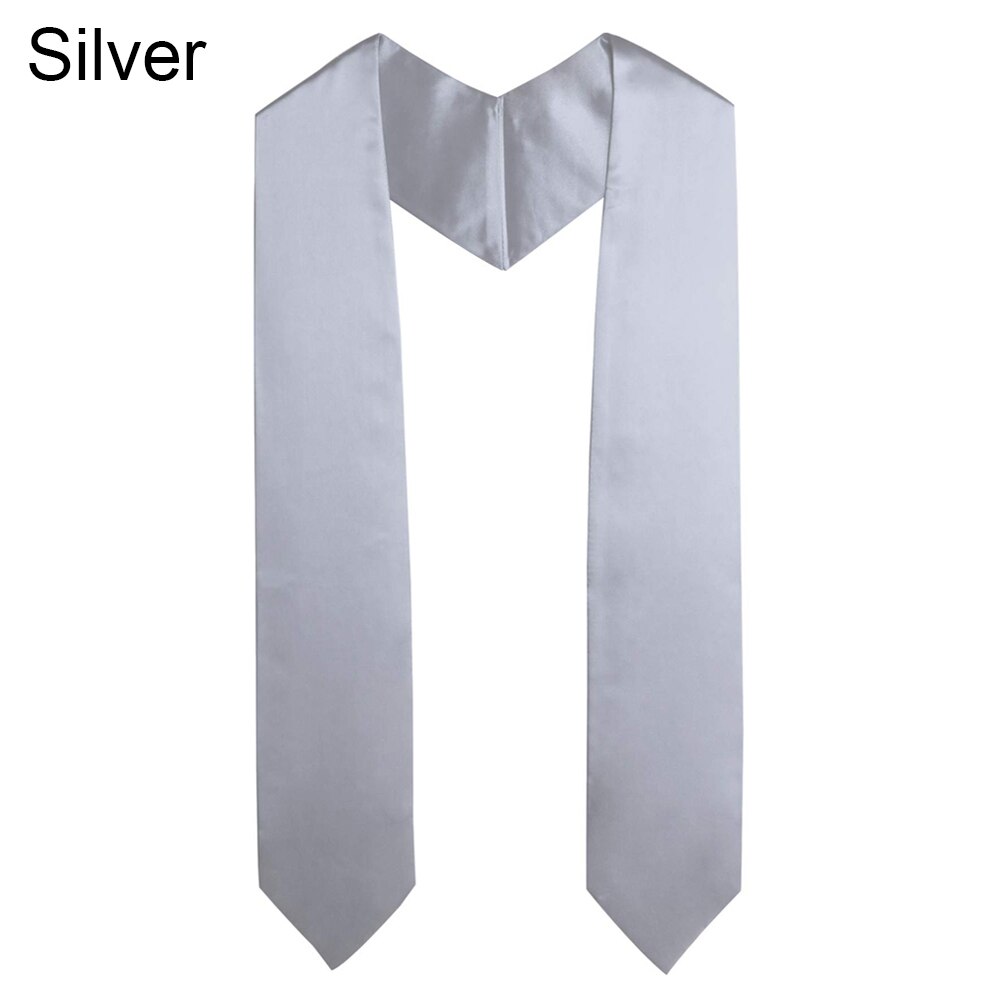 60'' Graduation Stole Sash Unisex Black Sashes Academic Dress Graduation Uniform Adult Celebration Photo Props Decoration Robes: Silver