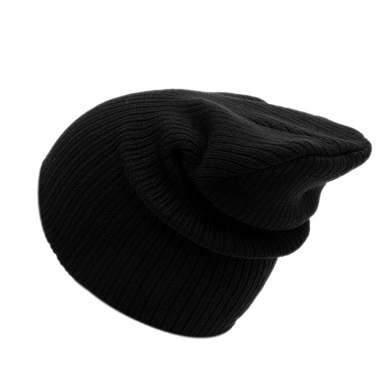 Höst vinter mjuk stickad mössa dam keps dam bomull skullies & beanies enfärgad taklist hattar kvinnlig solid huva: Svart