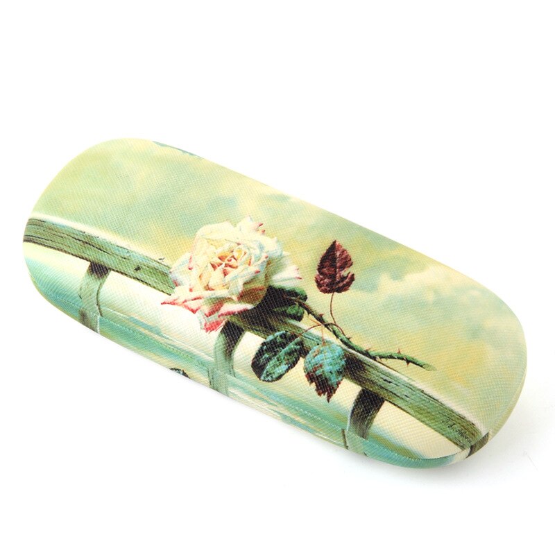 Funda de gafas de pintura al óleo para mujer funda de gafas de lectura de cuero duro para hombre Retro Unisex estampado Floral Protector de gafas