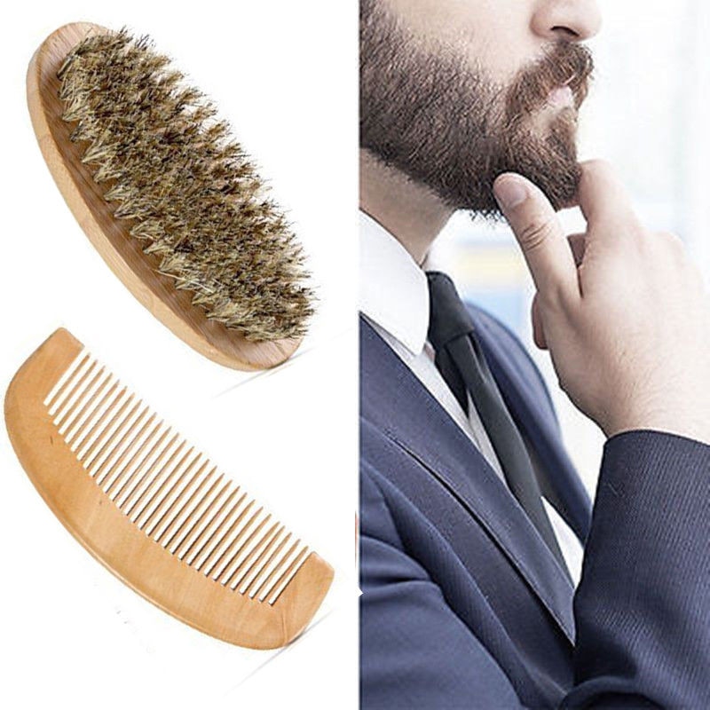 Vildsvinebørste skægbørste og håndlavet skægkamsæt til mænd skægoverskæg