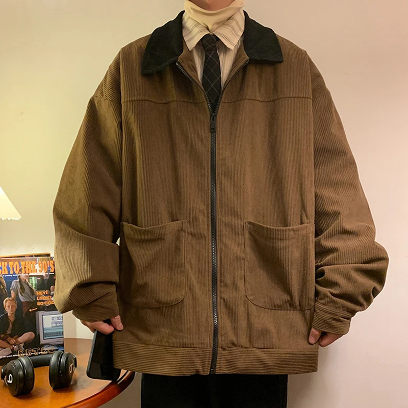 Chaqueta Bomber estilo americano Vintage 2025, cazadora para hombre, abrigos con cremallera, prendas de vestir holgadas de carga para otoño