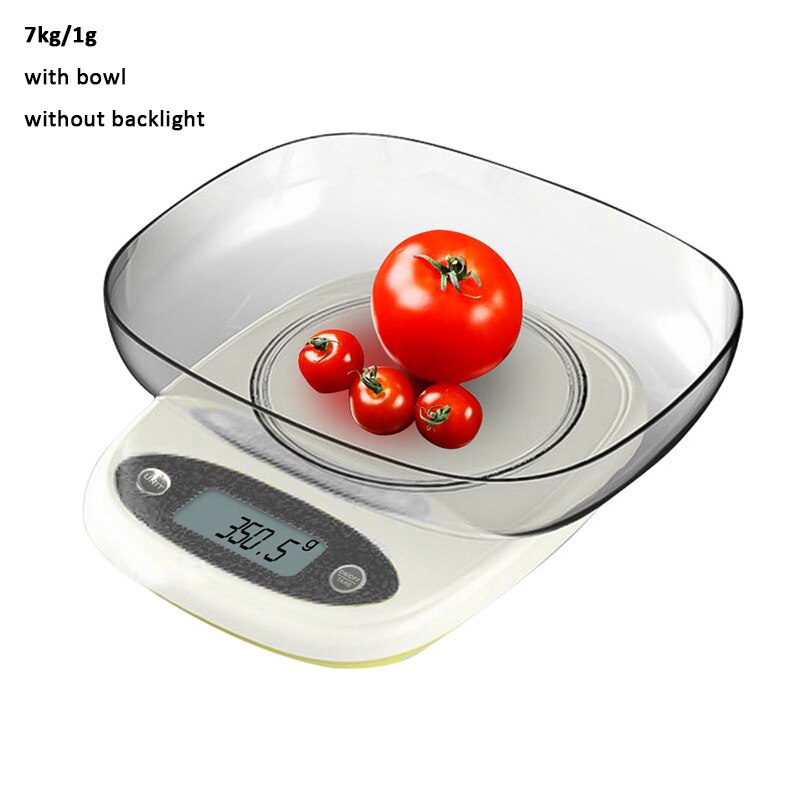 Keittiövaaka Digitaalinen Korkea Tarkkuus 7kg/3kg - Mini LCD 0.1g/1g - Kulholla: 7kg-1g kulhon kanssa