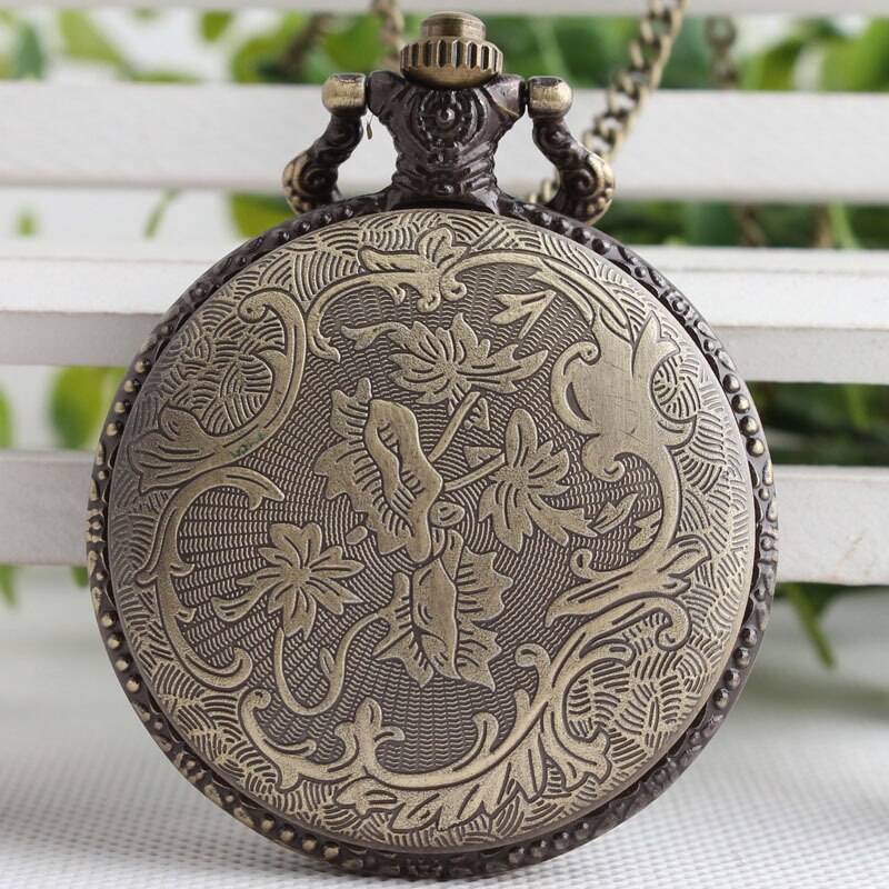 Vintage Bronze Railway Running Steam Train Quartz Pocket Watches Locomotive Fob Chain Watch Women Men Jewelry Necklace