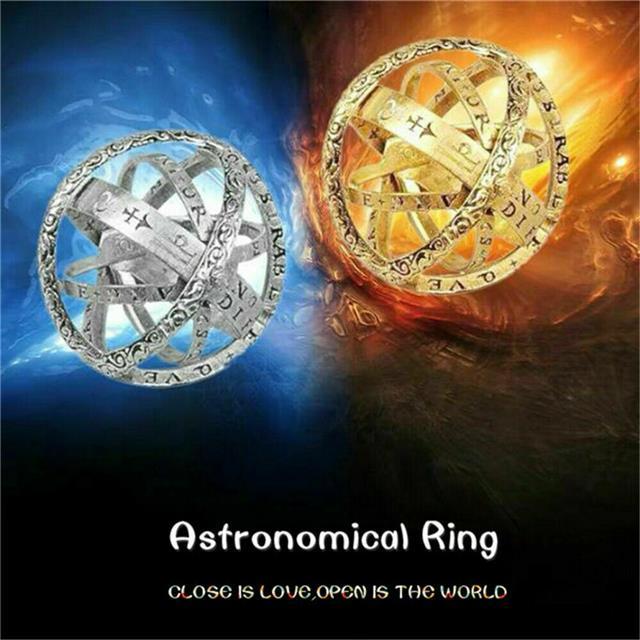 Astronomisk ringkugle fra 16th århundrede kosmiske forlovelsesringe par elsker åbne og flette ring udspiller sig til astronomisk sfære