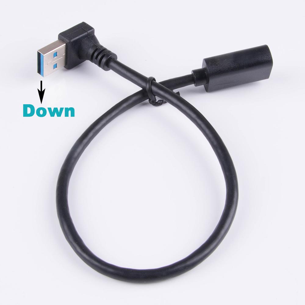 Usb 3.0 Verlengkabel Up Down Links Haakse 90 Graden Man-vrouw Super Speed 5Gbps Data Sync opladen: 0.6m / down angled