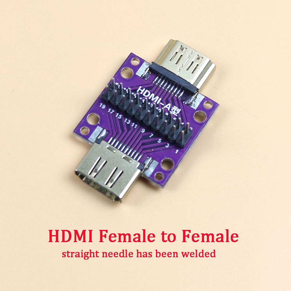 1 Stück HDMI-Stecker auf Buchse Testadapterplatine mit Platine, Stecker auf Buchse gegenseitige Konvertierungsplatine, Platine: Braun