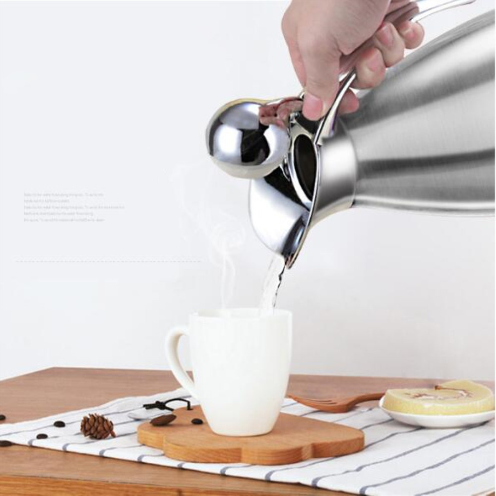 2l Stainless Steel Water Bottle Double-wall Vacuum Insulated Pot Coffee Pots Thermal Carafe Insulation Jug Flask