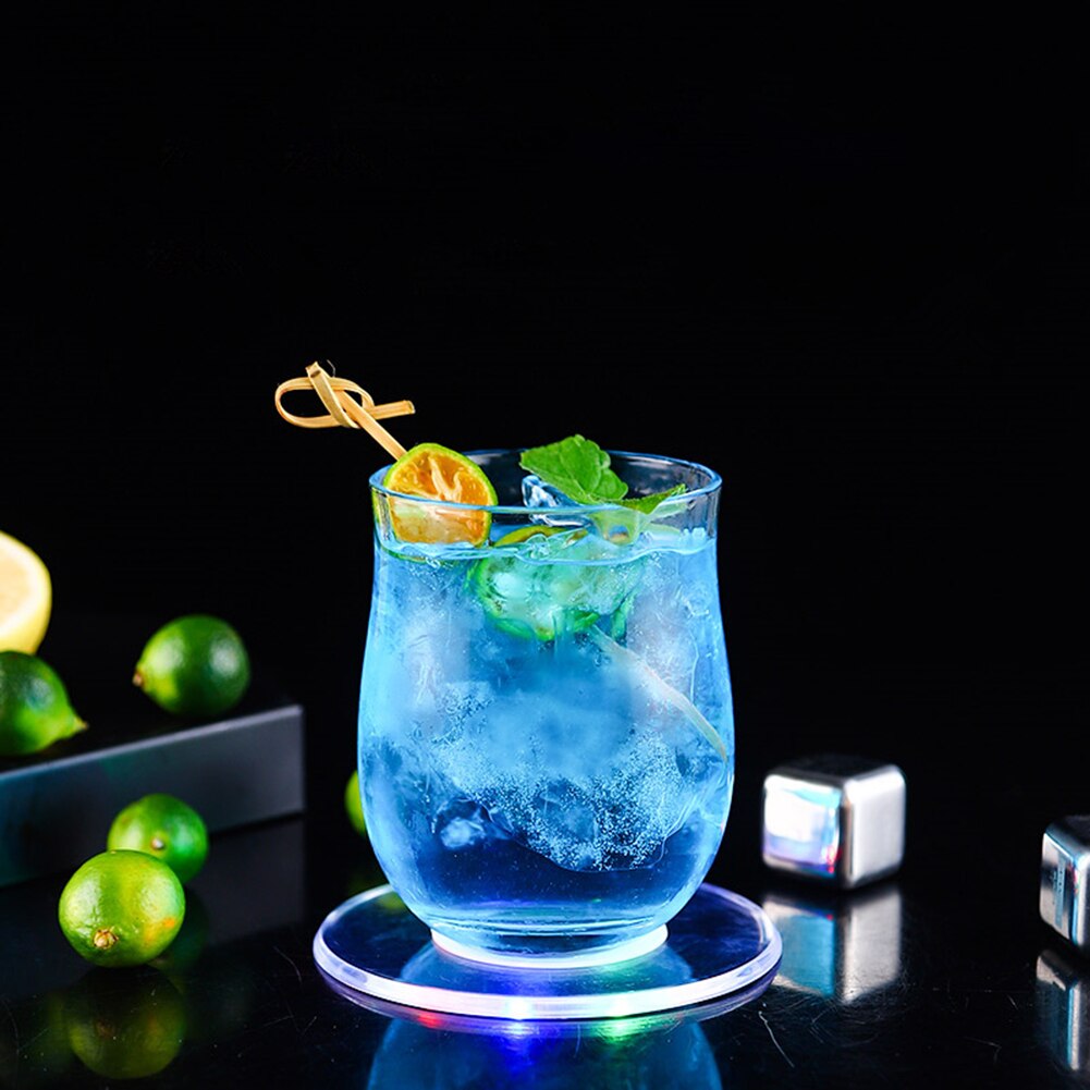 LED Coaster Cup Holder Mug Stand Acrylic Bar Cocktail Lighting Mat Kitchen Accessories For Home Bar Party