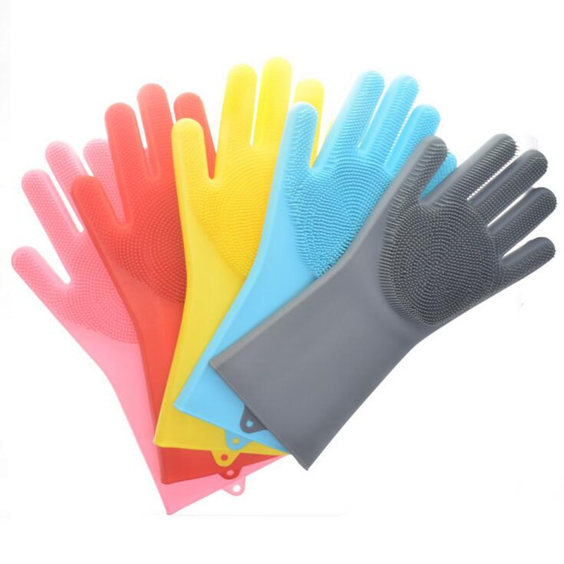 1 paire Silicone vaisselle lavage gant avec brosse de nettoyage cuisine ménage lavage gant 100% alimentaire vaisselle gants