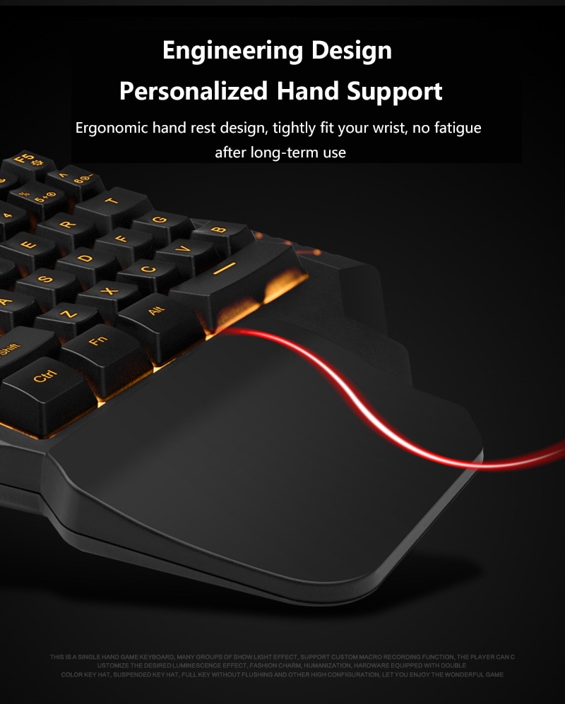 Single Hand Gaming Keyboard Mini Usb Wired Mouse Combos One Handedly For Mobile Smartphone Colors LED Backlight Teclado Gamer