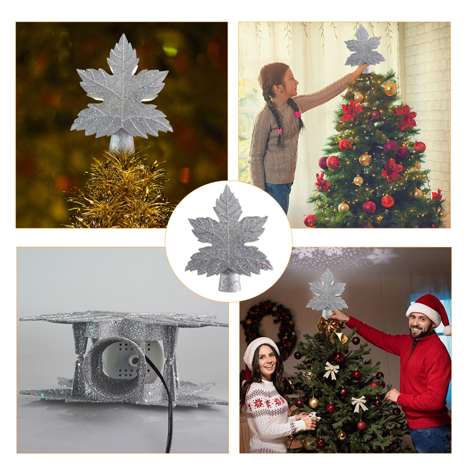 Christmas Tree Topping LED Night Light Projector Projection Lamp Party For Kids Christmas Glitter Gold Party Lights