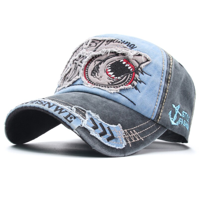 Boné de beisebol dos homens da marca de moda dos ossos dos peixes chapéu de snapback chapéu bordado de tubarão bonés de osso gorras casual casquette: Azul marinho