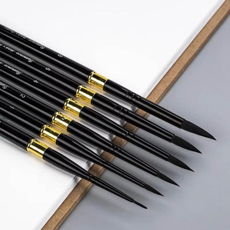 Borrence Artist Hand-Painting Drawing Brushes for Acrylic Gouache Watercolor Oil Painting Pen Nylon Hair Travel Hook Line Brush
