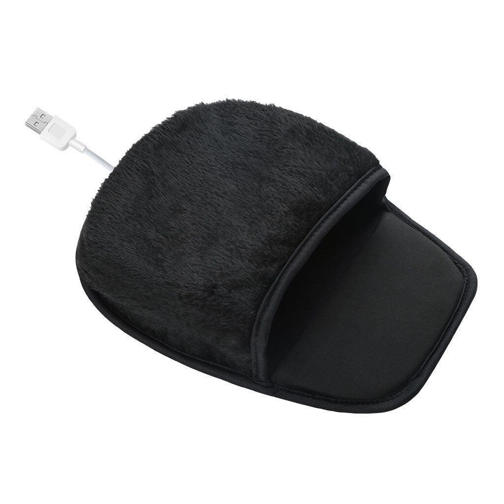 Alfombrilla de ratón calefactable con USB, calentador de manos con muñequera, cálida, marrón para invierno, para jugadores, teclado, PC y portátil: Negro