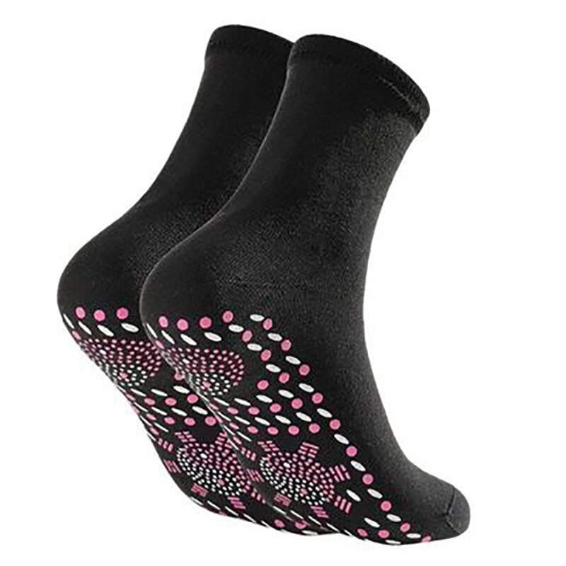 Calzini autoriscaldanti per donna uomo calzini riscaldati calzini in cotone termico per terapia magnetica con tormalina ai piedi scaldino da sci invernale: nero