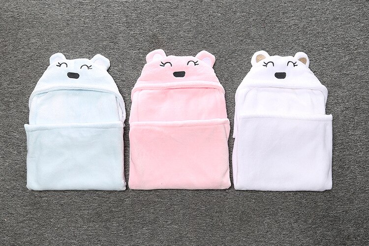 2020 outono e inverno engrossado bebê colcha recém-nascido coral velo macio dos desenhos animados algodão urso swaddling à prova de vento envoltório sleepsack