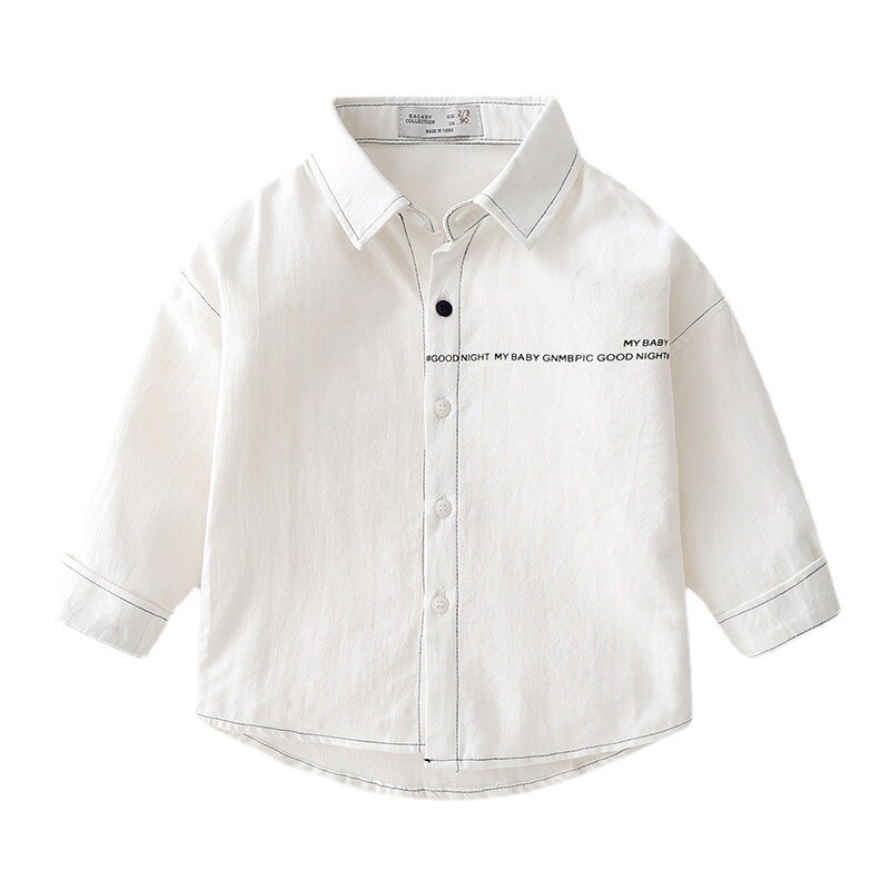 Chemise jaune à manches longues pour garçon, hauts d'extérieur, droit, en coton, à col rabattu, à la , automne et été